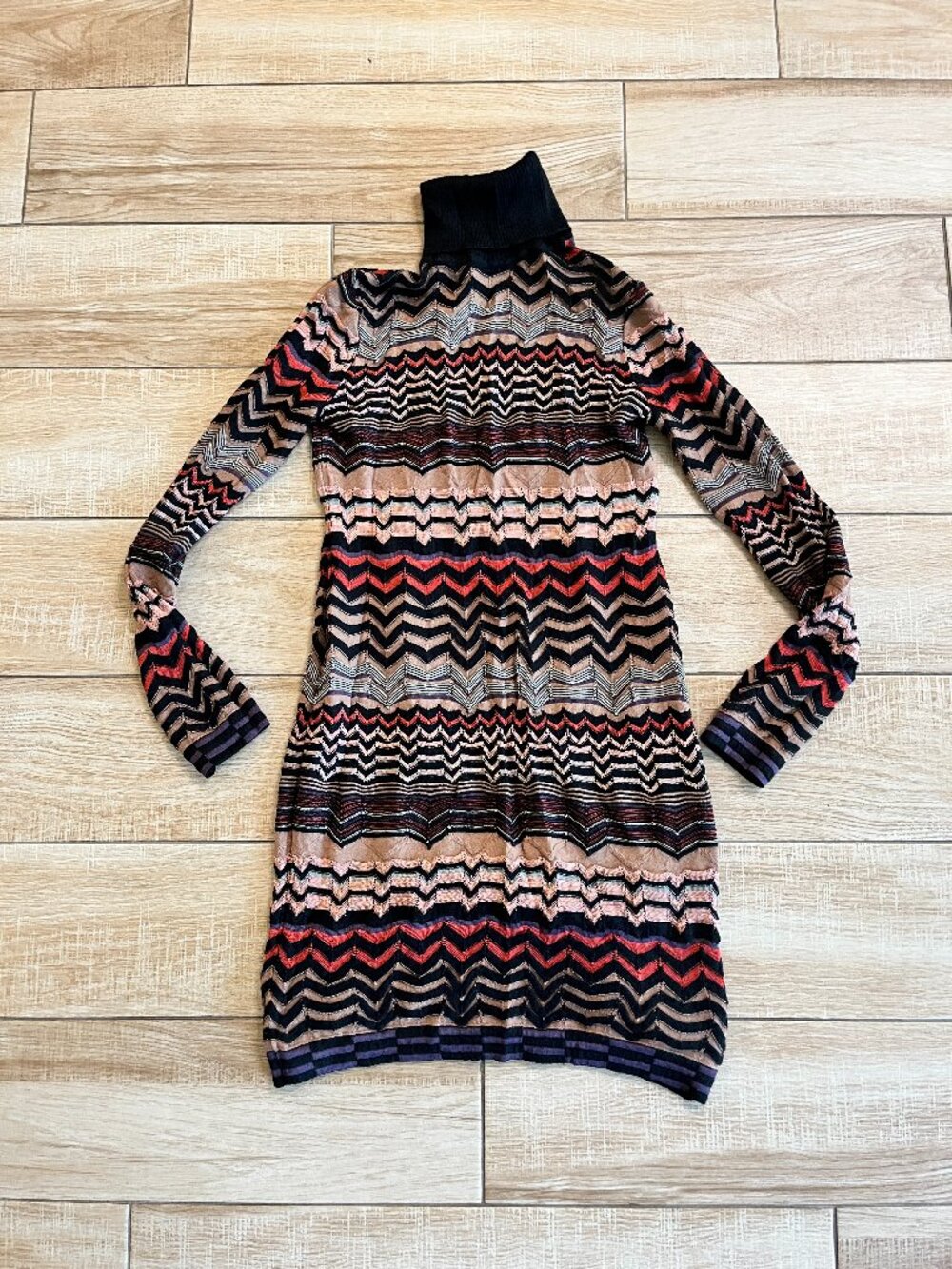 Womens Missoni Black/Multicolor Stripe Sweater Dress - 2